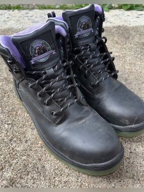 Brahma Womens Steel Toe Work Boots Black Purple Size 9 1/2 See photo details pls